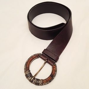 Chico's Genuine Leather Belt Large Buckle 47 inch